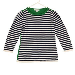 Liz Claiborne Vintage Womens Blue White striped Front w Green Back Sweater M‎